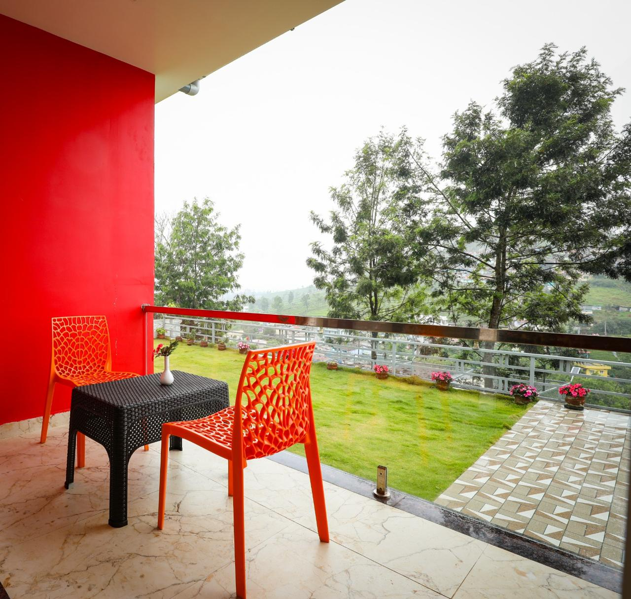 Private balcony with mountain views